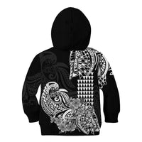 Hawaii Kakau Kid Hoodie Polynesian Floral Tribal Black Version LT9 - Polynesian Pride