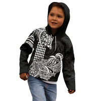 Hawaii Kakau Kid Hoodie Polynesian Floral Tribal Black Version LT9 - Polynesian Pride