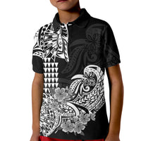 Hawaii Kakau Kid Polo Shirt Polynesian Floral Tribal Black Version LT9 Kid Black - Polynesian Pride