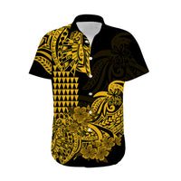 Hawaii Kakau Hawaiian Shirt Polynesian Floral Tribal Gold Version LT9 - Polynesian Pride