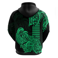 Hawaii Kakau Hoodie Polynesian Floral Tribal Green Version LT9 - Polynesian Pride