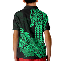 Hawaii Kakau Kid Polo Shirt Polynesian Floral Tribal Green Version LT9 - Polynesian Pride