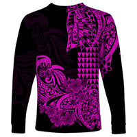 Hawaii Kakau Long Sleeve Shirt Polynesian Floral Tribal Purple Version LT9 - Polynesian Pride