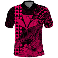 Custom Kakau Polynesian Tribal Hawaiian Turtle with Kanaka Maoli Pink Polo Shirt LT9 Pink - Polynesian Pride