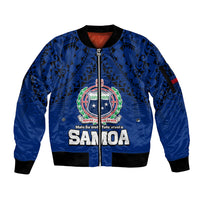 Polynesian Independent State of Samoa Blue Sleeve Zip Bomber Jacket LT9 Unisex Blue - Polynesian Pride