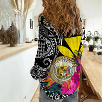 Kakau Tribal Hawaiian Kanaka Maoli Women Casual Shirt LT9 - Polynesian Pride