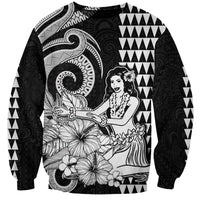 Aloha Hula Girl Hawaiian Tribal and Simple Kakau Sweatshirt LT9 Unisex Black - Polynesian Pride