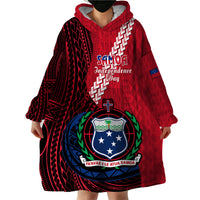 (Custom Personalised) Samoa Wearable Blanket Hoodie Happy Independence Day Samoan Red Pattern LT14 - Polynesian Pride