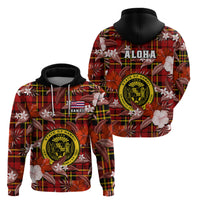 Hawaii State Hoodie Tropical Flowers Mix Tartan Red Version LT14 Pullover Hoodie Red - Polynesian Pride