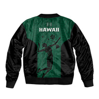 Hawaii Volleyball Sleeve Zip Bomber Jacket Hawaiian Kakau Green Style LT14 - Polynesian Pride