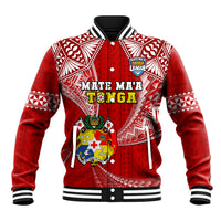 Tonga Rugby Baseball Jacket Mate Maa Tonga Pacific Tongan Ngatu LT14 Unisex Red - Polynesian Pride