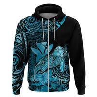 Custom Hawaii Monk Seal Hoodie Polynesian Kakau With Kanaka Turquoise LT14 - Polynesian Pride