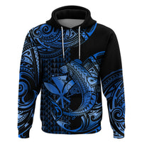 Custom Hawaii Hammerhead Shark Hoodie Polynesian Kakau With Kanaka Blue LT14 - Polynesian Pride
