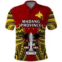 Papua New Guinea Polo Shirt Madang Province Mix Coat Of Arms Polynesian Art LT14 Red - Polynesian Pride