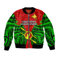 Papua New Guinea Bomber Jacket Southern Highlands Province Mix Coat Of Arms Polynesian Art LT14 Unisex Red - Polynesian Pride