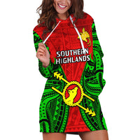 Papua New Guinea Hoodie Dress Southern Highlands Province Mix Coat Of Arms Polynesian Art LT14 - Polynesian Pride