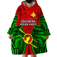 Papua New Guinea Wearable Blanket Hoodie Southern Highlands Province Mix Coat Of Arms Polynesian Art LT14 - Polynesian Pride