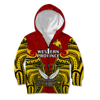 Papua New Guinea Kid Hoodie Western Province Mix Coat Of Arms Polynesian Art LT14 - Polynesian Pride