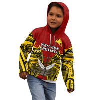 Papua New Guinea Kid Hoodie Western Province Mix Coat Of Arms Polynesian Art LT14 - Polynesian Pride