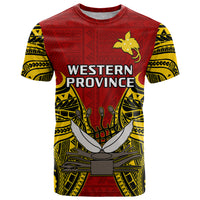 Papua New Guinea T Shirt Western Province Mix Coat Of Arms Polynesian Art LT14 Red - Polynesian Pride