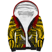 (Custom Personalised) Papua New Guinea Sherpa Hoodie Western Province Mix Coat Of Arms Polynesian Art LT14 Unisex Red - Polynesian Pride
