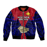 Papua New Guinea Bomber Jacket West New Britain Province Mix Coat Of Arms Polynesian Art LT14 Unisex Red - Polynesian Pride