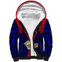 Papua New Guinea Sherpa Hoodie West New Britain Province Mix Coat Of Arms Polynesian Art LT14 Unisex Red - Polynesian Pride