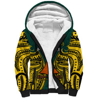 Papua New Guinea Sherpa Hoodie Jiwaka Province Mix Coat Of Arms Polynesian Art LT14 Unisex Green - Polynesian Pride