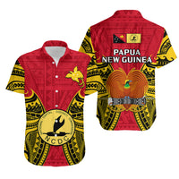 Papua New Guinea Hawaiian Shirt National Capital District Mix Coat Of Arms Polynesian Art LT14 Red - Polynesian Pride