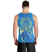 (Custom Personalised) Palau Men Tank Top Hibiscus Turtle Mix Coat Of Arms Blue Version LT14 - Polynesian Pride