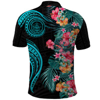 Palau Polo Shirt Tropical Flowers With Polynesian Pattern LT14 - Polynesian Pride