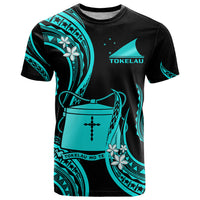 Tokelau T Shirt Tokelauan Tatau With Badge Light Turquoise LT14 Turquoise - Polynesian Pride
