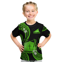Tokelau Kid T Shirt Tokelauan Tatau With Badge Green LT14 Youth XL Size14 - Polynesian Pride