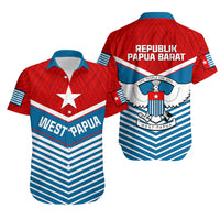 West Papua Hawaiian Shirt Coat Of Arms And Morning Star Flag LT14 Blue - Polynesian Pride