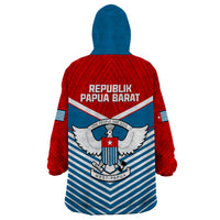 West Papua Wearable Blanket Hoodie Coat Of Arms And Morning Star Flag LT14 - Polynesian Pride