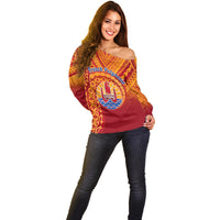 French Polynesia Off Shoulder Sweater Happy Internal Autonomy Day LT14 - Polynesian Pride