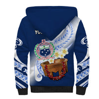 (Custom Personalised) Samoa Sherpa Hoodie Ula Fala Kava Bowl Plumeria Polynesian Blue LT14 - Polynesian Pride