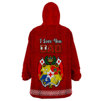 Tonga Fathers Day Wearable Blanket Hoodie Red Tongan Ngatu I Love You Dad LT14 - Polynesian Pride