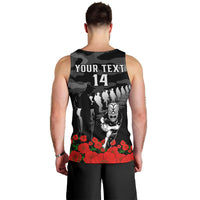(Custom Text And Number) New Zealand ANZAC Rugby Men Tank Top Silver Fern All Black Camouflage Mix Poppy LT14 - Polynesian Pride