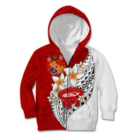 (Custom Personalised) Tonga Kava Bowl Kid Hoodie Tongan Kupesi Ngatu Pattern White LT14 - Polynesian Pride