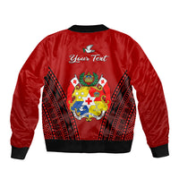 (Custom Personalised) Tonga Heilala Flowers Bomber Jacket Tongan Ngatu Black Special Verison LT14 - Polynesian Pride