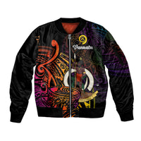 (Custom Personalised) Vanuatu Sleeve Zip Bomber Jacket Kava Bowl Mix Polynesian Gradient Style LT14 Unisex Black - Polynesian Pride