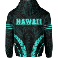 Polynesian Kakau Seal of Hawaii Zip Hoodie Sport Style Version 2.0 Turquoise - Polynesian Pride