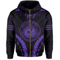 Polynesian Kakau Seal of Hawaii Zip Hoodie Sport Style Version 2.0 Purple - Polynesian Pride