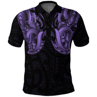 Maori Ta Moko Polo Shirt New Zealand Pastel Purple Unisex Black - Polynesian Pride
