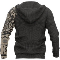Maori Tangaroa Tattoo New Zealand Custom Hoodie Tan - Polynesian Pride