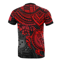 Samoa T Shirt Samoan Coat of Arms Polynesian Red Turtle Hibiscus - Polynesian Pride