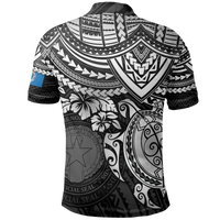 Northern Mariana Islands Polo Shirt Flag Seal White Turtle Hibiscus - Polynesian Pride