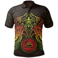 American Samoa Polynesian Polo Shirt Reggae Turtle Manta Ray Unisex RED - Polynesian Pride