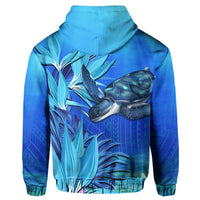 Hawaii Blue Turtle Paradise Hoodie Zip Breath Ocean AH - Polynesian Pride